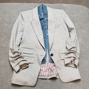Veronica Beard Martel Herringbone Dickey Jacket, Size 8 Incl Denim Dickey Insert